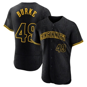 Brock Burke Men's Authentic Cincinnati Reds Black Snake Skin City Jersey