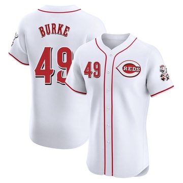 Brock Burke Men's Elite Cincinnati Reds White Home Jersey