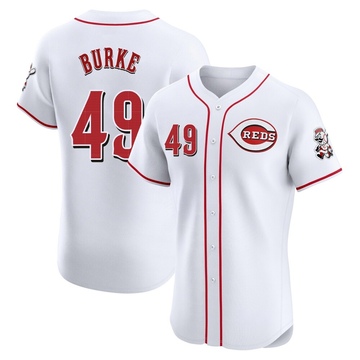 Brock Burke Men's Elite Cincinnati Reds White Home Patch Jersey