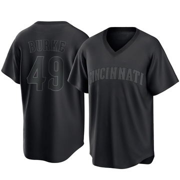 Brock Burke Men's Replica Cincinnati Reds Black Pitch Fashion Jersey