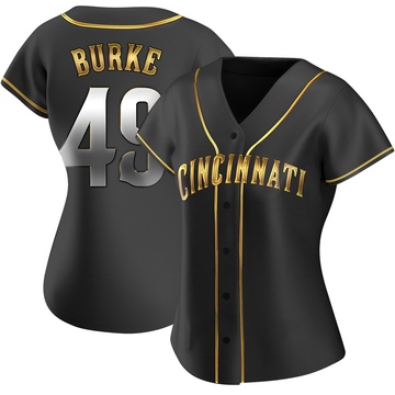 Brock Burke Women's Replica Cincinnati Reds Black Golden Alternate Jersey
