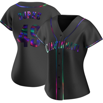 Brock Burke Women's Replica Cincinnati Reds Black Holographic Alternate Jersey