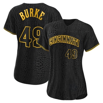 Brock Burke Women's Replica Cincinnati Reds Black Snake Skin City Jersey