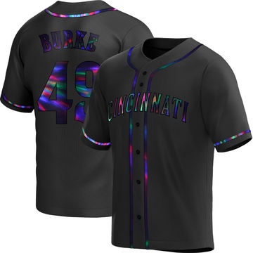 Brock Burke Youth Replica Cincinnati Reds Black Holographic Alternate Jersey