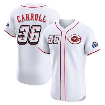 Clay Carroll Men's Elite Cincinnati Reds White 2025 Speedway Classic Alternate Jersey