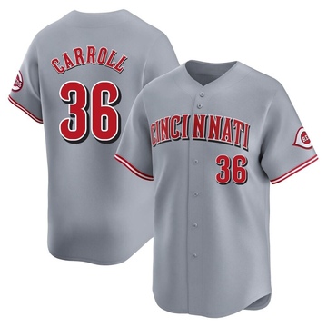 Clay Carroll Men's Limited Cincinnati Reds Gray Away Jersey