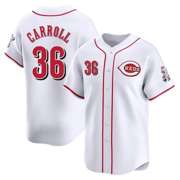 Clay Carroll Men's Limited Cincinnati Reds White Home Jersey