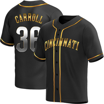 Clay Carroll Men's Replica Cincinnati Reds Black Golden Alternate Jersey