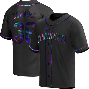 Clay Carroll Men's Replica Cincinnati Reds Black Holographic Alternate Jersey