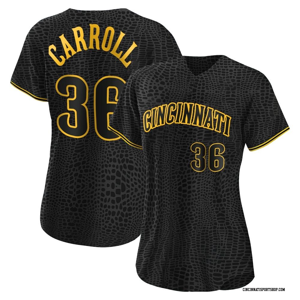 Clay Carroll Women's Authentic Cincinnati Reds Black Snake Skin City Jersey