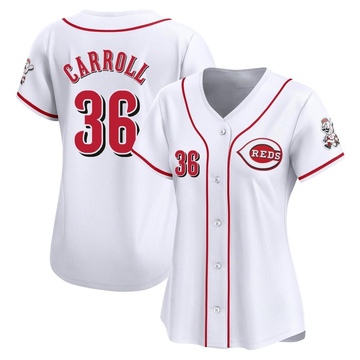 Clay Carroll Women's Limited Cincinnati Reds White Home Jersey
