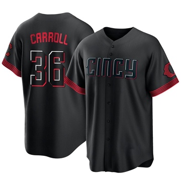 Clay Carroll Youth Replica Cincinnati Reds Black 2023 City Connect Jersey