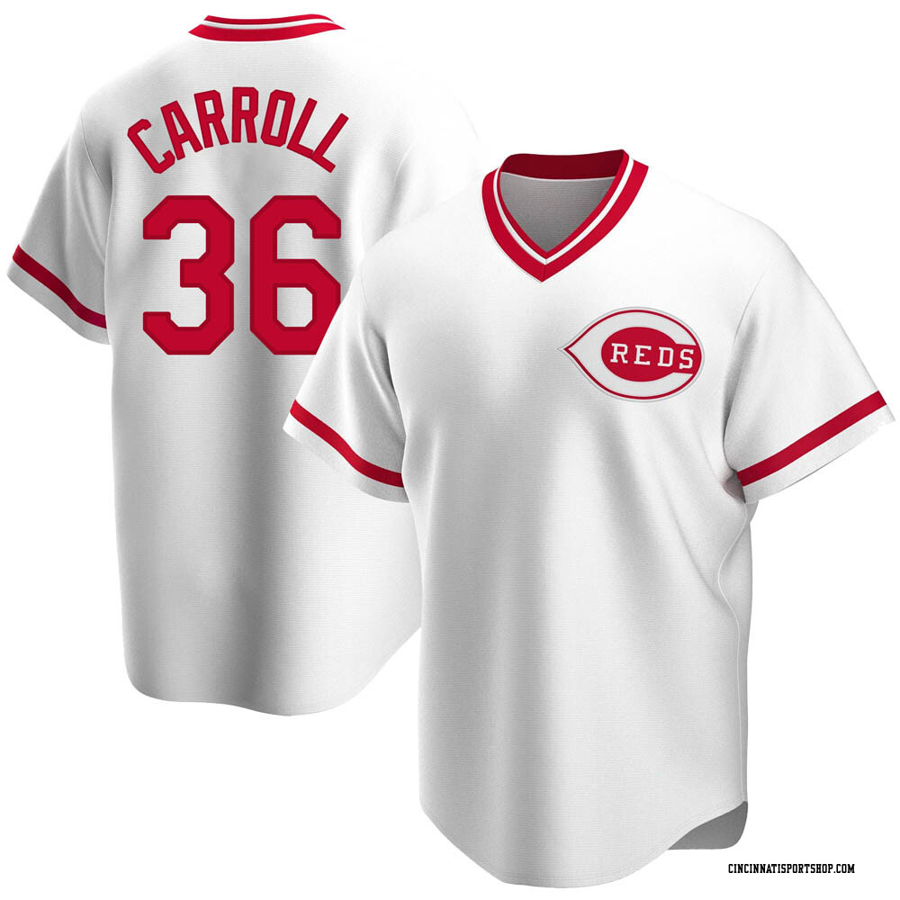 Clay Carroll Youth Replica Cincinnati Reds White Home Cooperstown Collection Jersey