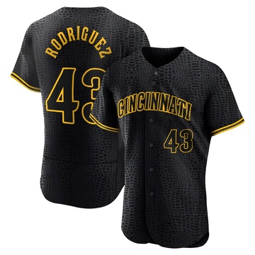 Hector Rodriguez Men's Authentic Cincinnati Reds Black Snake Skin City Jersey