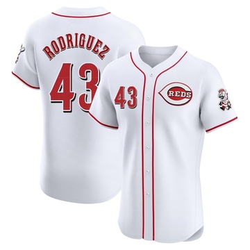 Hector Rodriguez Men's Elite Cincinnati Reds White Home Patch Jersey