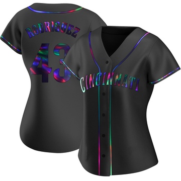 Hector Rodriguez Women's Replica Cincinnati Reds Black Holographic Alternate Jersey