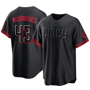 Hector Rodriguez Youth Replica Cincinnati Reds Black 2023 City Connect Jersey