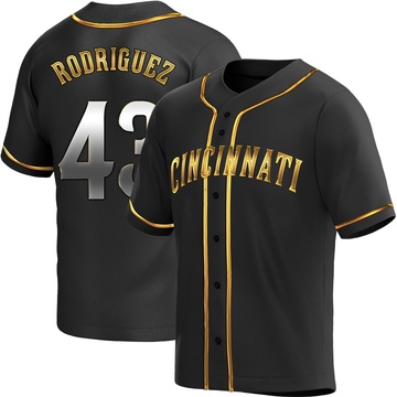 Hector Rodriguez Youth Replica Cincinnati Reds Black Golden Alternate Jersey