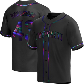 Hector Rodriguez Youth Replica Cincinnati Reds Black Holographic Alternate Jersey