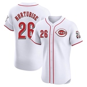 Jacob Hurtubise Men's Elite Cincinnati Reds White Home Patch Jersey