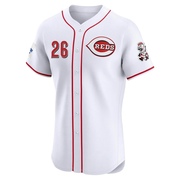 Jacob Hurtubise Men's Elite Cincinnati Reds White Home Patch Jersey