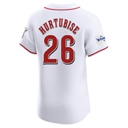 Jacob Hurtubise Men's Elite Cincinnati Reds White Home Patch Jersey
