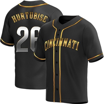 Jacob Hurtubise Men's Replica Cincinnati Reds Black Golden Alternate Jersey
