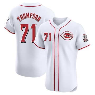Keegan Thompson Men's Elite Cincinnati Reds White Home Patch Jersey