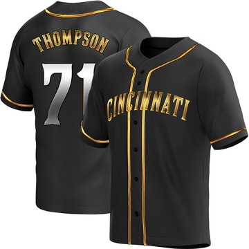 Keegan Thompson Men's Replica Cincinnati Reds Black Golden Alternate Jersey