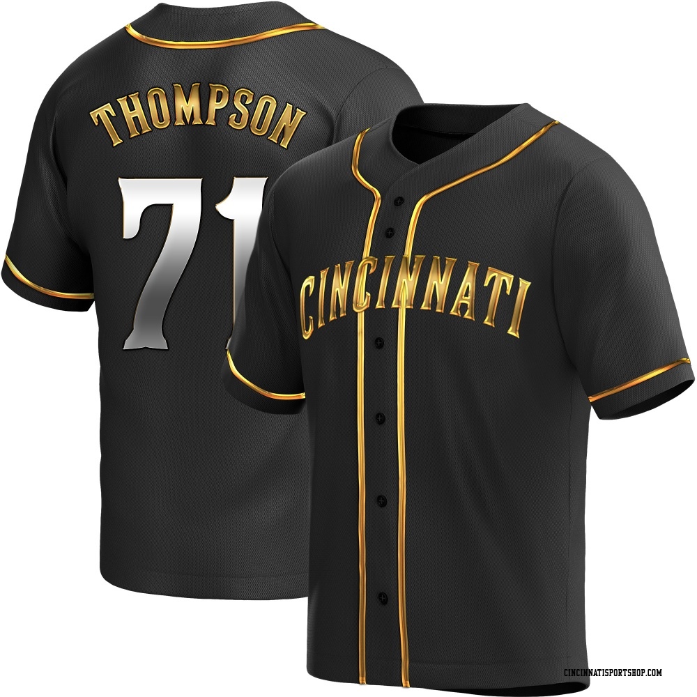 Keegan Thompson Youth Replica Cincinnati Reds Black Golden Alternate Jersey