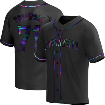 Keegan Thompson Youth Replica Cincinnati Reds Black Holographic Alternate Jersey