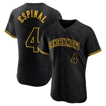 Santiago Espinal Men's Authentic Cincinnati Reds Black Snake Skin City Jersey