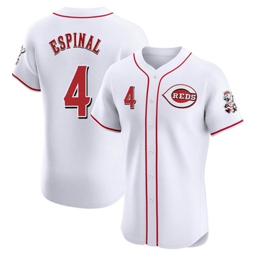 Santiago Espinal Men's Elite Cincinnati Reds White Home Jersey