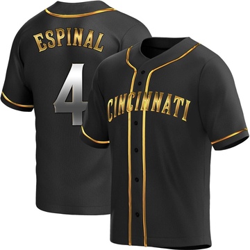 Santiago Espinal Men's Replica Cincinnati Reds Black Golden Alternate Jersey