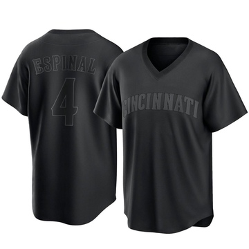 Santiago Espinal Men's Replica Cincinnati Reds Black Pitch Fashion Jersey
