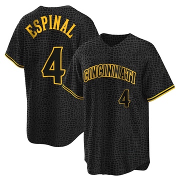 Santiago Espinal Men's Replica Cincinnati Reds Black Snake Skin City Jersey