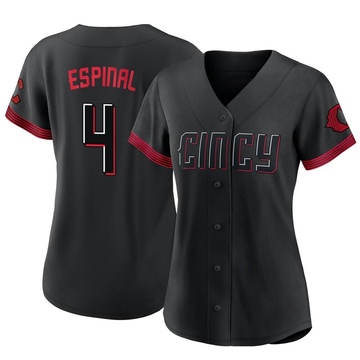 Santiago Espinal Women's Replica Cincinnati Reds Black 2023 City Connect Jersey