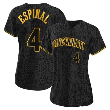 Santiago Espinal Women's Replica Cincinnati Reds Black Snake Skin City Jersey