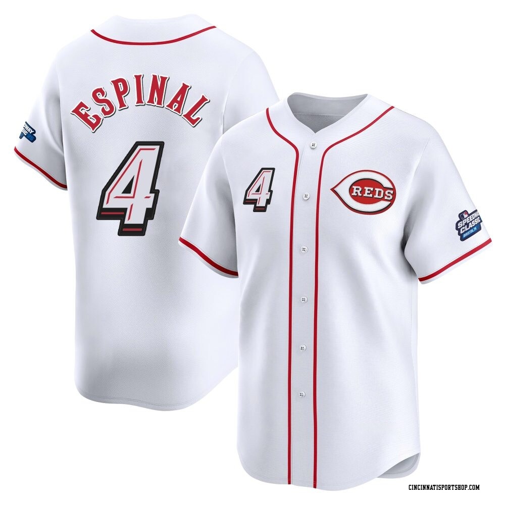 Santiago Espinal Youth Limited Cincinnati Reds White 2025 Speedway Classic Alternate Jersey