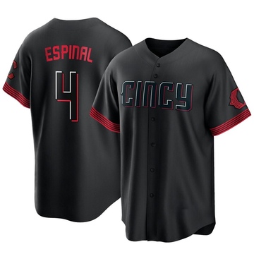 Santiago Espinal Youth Replica Cincinnati Reds Black 2023 City Connect Jersey