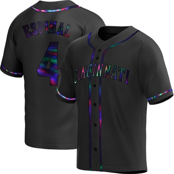 Santiago Espinal Youth Replica Cincinnati Reds Black Holographic Alternate Jersey